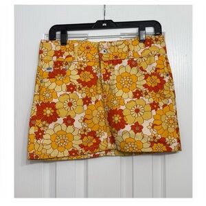 The Ragged Priest Floral Print Denim Mini Skirt